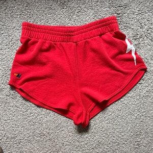 Aviator Nation Vibrant Red Shorts with White Bolt